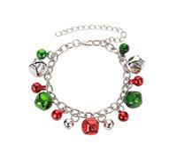 Niaspi Silver Jingle Bell Xmas Bracelet for Women Small Cute Red Green Tinkle Ball Bell Ornament Colorful Charm Bracelets Hypoallergenic Adjustable Charm Chain Christmas Festival Party Jewelry Gifts