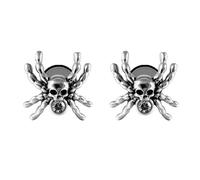 Niaspi Skull Spider Stud Earrings Stainless Steel Silver, 16G US, Stainless Steel, No Gemstone