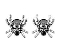 Niaspi Skull Spider Stud Earrings Stainless Steel Silver, 16G US, Stainless Steel, No Gemstone