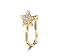 Niaspi Star Fake Nose Rings for Women Sterling Silver Cubic Zirconia Nose Cuffs Adjustable Clip On Nose Rings U-Shaped Non Piercing Nose Jewelry, Sterling Silver, cubic zirconia