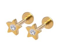 Niaspi Star Labret Stud Earrings Stainless Steel Monroe Lip Rhinestone Tiny Stars Cartilage Piercing Earrings Body Helix Tragus Studs Jewelry for Women, S, Stainless Steel Rhinestone, no gemstone
