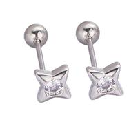 Niaspi Tiny Stars Cartilage Stud Earrings for Women Rhinestone Four Pointed Star Helix Conch Tragus Earrings Piercing Studs Screw Back Dainty Ear Jewelry