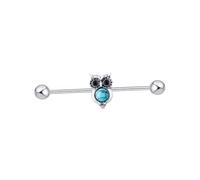 Niaspi Turquoise Owl Industrial Barbell Cartilage Earrings for Women Men Unsex 14G Surgical Steel Vintage Cute Bird Animal Piercing Earring Blue Birthstone Bohemian Industrial Bar Jewelry