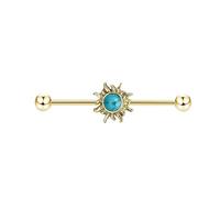 Niaspi Turquoise Sun Industrial Barbell Cartilage Earrings for Women Men Unisex 14G Surgical Steel Industrial Piercing Jewelry Blue Sun Birthstone Bohemian Beads Industrial Bar 38mm