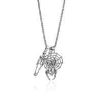 Niaspi Vintage Skull Pendant Necklace for Women Men Unisex Punk Gothic Skeleton Spider Web Long Chain Necklaces Hypoallergenic Lightweight Halloween Hip Hop Party Accessories Jewelry (Spider Web)