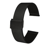 NIAUGE Titanium Mesh Watch Band for Mens Women, Pure Titanium Milanese Watch Straps with Safty Clasp Black Silver 19mm 20mm 21mm 22mm (20mm, Black)