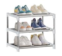 NIAWECAN Small Shoe Rack, Stackable Shoe Rack 3 Tier, Footware Storage, Lightweight Shoe Rack Storage Organizer, Sturdy Narrow Shoe Shelf for Closet Entryway Hallway