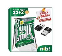 nib! Combo Crazy Deal Ballpoint Pens Green Pack of 22+ 2 Refills and USB C to USB A Adopter Pack of 2 Comfortable Biro Pens, Medium Point (1.0mm), GRN22+USB