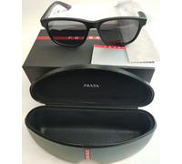 NIB PRADA LINEA ROSSA SUNGLASSES ITALY PS006YS BLACK RUBBER/POLAR GREY 56 [] 17