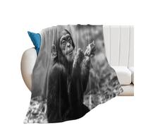 NIBABA Adorable Little Chimpanzee Wild Monkey Blanket Fuzzy Throws, Soft Blankets for Men, Women, Boys, Girls, Cozy Plush Comfy Microfiber Throw Blanket for Couch Sofa Bed Chair, 30x40in (75x100cm)