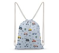 NIBABA Drawstring Backpack Handdrawn Construction Vehicles Large Capacity Rucksack Cinch Water Resistant Canvas Sport Yoga Gym Bag for Boys Girls Women Men