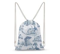 NIBABA Drawstring Backpack Toile De Jouy Old Countryside Horses Large Capacity Rucksack Cinch Water Resistant Canvas Sport Yoga Gym Bag for Boys Girls Women Men