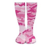 NIBABA Knee Socks for Women And Men, Pink Camouflage Pattern Print, Running Socks, Support Stockings for Sports, Hiking, Travel, Cycling, Yoga, 16inch -(40cm)