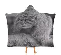 NIBABA Pallas Cat Cute Animal Hooded Blanket, Warm Cosy Blanket Pajamas for Women, Cozy Plush Comfy Microfiber Thermal Throw Hoodie Blanket for Girls 60x80inches (150x200cm)