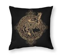 NIBABAEU Cushion Covers 1 PCs Eagle Viking Rune Symbol Decorative Pillow Covers 14x14inches (35x35cm) Soft Polyester Square Pillow Cases Sofa Couch Bed Pillowcases