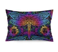 NIBABAEU Cushion Covers 1 PCs Mandala Paisley Lotus Dragonfly Colorful Decorative Pillow Covers 20x30inches (50x75cm) Soft Polyester Square Pillow Cases Pillowcases