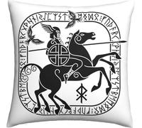 NIBABAEU Cushion Covers 1 Pcs Old Norse Mythology God Viking Age Odin Wotan Decorative Pillow Covers 14"X14" Soft Polyester Square Pillow Cases For Living Room Sofa Couch Bed Pillowcases