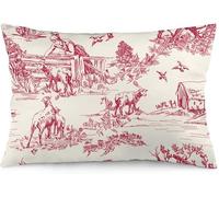 NIBABAEU Cushion Covers 1 PCs Toile De Jouy Countryside Life House Sheeps Decorative Pillow Covers 12x20inches (30x50cm) Soft Polyester Square Pillow Cases Pillowcases