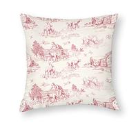 NIBABAEU Cushion Covers 1 PCs Toile De Jouy Countryside Life House Sheeps Decorative Pillow Covers 18"x18" Soft Polyester Square Pillow Cases for Living Room Sofa Couch Bed Pillowcases