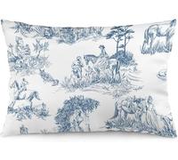 NIBABAEU Cushion Covers 1 PCs Toile De Jouy Old Countryside People Horses Decorative Pillow Covers 12x20inches (30x50cm) Soft Polyester Square Pillow Cases Pillowcases