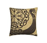 NIBABAEU Cushion Covers 1 Pcs Viking Warship Drakkar Ancient Scandinavian Decorative Pillow Covers 22"X22" Soft Polyester Square Pillow Cases For Living Room Sofa Couch Bed Pillowcases