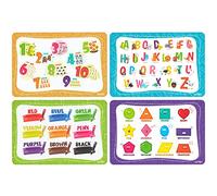 NiBaby Educational Placemats for Kids Reusable Wipeable - Toddler Placemats for Learning Alphabet ABC Color Number Shape - Kids Placemats for Dining Table Kindergarten - Set of 4