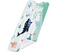 NiBaby Non-Slip Bath Mat with Suction Cups, 102 x 41 cm, Whale Design | Large Quick-Drain PVC Mat for Baths and Showers, Machine-Washable and Suitable for Children and Older Adults