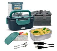 Nibaz 1.8L Large Capacity Portable Electric Lunch Box - Energy-Efficient & Rechargeable Lunch Box, 60W Quick Heating, Thermal Heated Lunchbox with Removable Compartments & Utensils