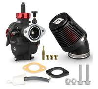 NIBBI PE24mm Carburettor with CNC Air Filter, 48mm, Motorcycle Engine Flange Kit 140cc-150cc, Carburetor, Dirt Bike Pit Bike, ATV Pocket Bike (PE24FL + 48mm Air Filter)