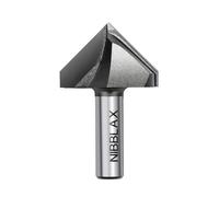 NIBBLAX 90° V-Groove Router Bit, 1/2" Shank, 1-1/4" Cutting Diameter x 1" Depth, Carbide Tipped, 2 Flutes, Edge Treatment & Grooving