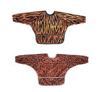Nibble & Roar®️ Sleeved Bib Weaning Bib Baby Bib Toddler Bib Washable Wipeable Stain and Odour Resistant 6-24 months TWIN PACK (Tiger & Leopard)