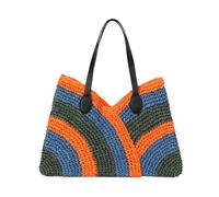 NIBD Hand-woven Soft Large Straw Shoulder Bag Retro Boho Tote Bags Summer Beach Bag Rattan Handbag, Colour, 9.4"(24cm) x10"(26cm)