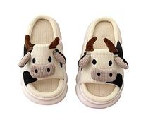 NIBESSER Cow Slippers - Women's Kawaii Animal Cute Cartoon Home Slippers - Summer Cuddly Shoes - Indoor/Outdoor - UK 9.5