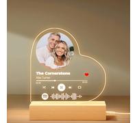 NIBESSER Custom Spotify Plaque with Picture and Music, Personalized Acrylic Song Plaque Customized Gifts for Boyfriend Girlfriend Couples Anniversary Birthday Gifts for Women Men with Night Light