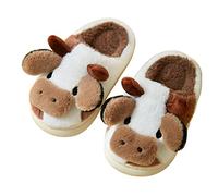 NIBESSER Fluffy Cow Slippers for Women, Cute Animal Cow Slippers Plush Soft Warm Cartoon Cow Slippers for Winter Home Slippers Chunky Cuddly Open & Closed Slippers Shoes Indoor Outdoor for Adults