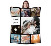 NIBESSER Personalised Blanket with Photos Custom Photos Blankets with Text LOGO Personalised Couples Gifts Customised Pictures Blanket Birthday for Adults Mom Dad Family Friends Dogs