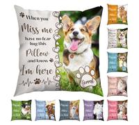 NIBESSER Personalised Memorial Throw Pillow for Dogs, Custom Two-Sided Photo and Text Cover, Sympathy Gift for Pet Loss, Tribute to a Faithful Friend with Optional Cushion Insert