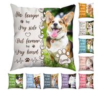NIBESSER Personalised Memorial Throw Pillow for Dogs, Custom Two-Sided Photo and Text Cover, Sympathy Gift for Pet Loss, Tribute to a Faithful Friend with Optional Cushion Insert