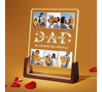 NIBESSER Personalized for Dad from Daughter & Son Custom Acrylic Plaque with Photos for Men Picture Frame with Photos Personalized Birthday Gifts for Dad with Night Light