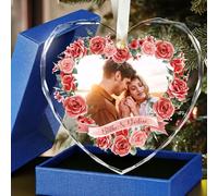 NIBESSER Personalized Valentine's Day Gifts with Photos for Couples 2026, Mr and Mrs Ornament, Bridal Shower Just Married Wedding Gifts for Newlywed Couple Crystal Glass Ornament
