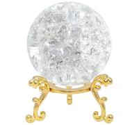 NIBHZ 40mm Ice Cracked Crystal Ball Paperweight Crystal Glass Sphere with Stand Home Decor Fengshui Accessories Rockery Ornament,white
