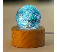 NIBHZ 7 Colors 40mm Ice Cracked Balls Crystal Chakra Balls with LED Wooden Base Glass Healing Sphere Balls with Stand Night Light Decoration Quartz for Home Living Room,A