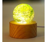 NIBHZ 7 Colors 40mm Ice Cracked Balls Crystal Chakra Balls with LED Wooden Base Glass Healing Sphere Balls with Stand Night Light Decoration Quartz for Home Living Room,G
