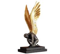 NIBHZ Angel Redemption Statue, Fallen Black Angel Craft Ornament Creative Wings Floating Resin Decoration for Home Garden Porch Living Room Counter Decor,C-17X11X25.5cm