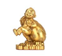 NIBHZ Brass Monkey Money Bag Ornament - Auspicious Zodiac Monkey Figurine and Mascot - Ideal Decor for New Home Entryways, Living Rooms, and Foyers,16x10x20cm