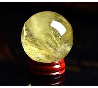 NIBHZ Crystal ball, citrine, natural citrine, round ball, figurine, feng shui goods, purification, good luck, financial luck, increase, business prosperity,70~75mm