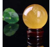 NIBHZ Crystal ball yellow crystal natural citrine round ball lucky charm feng shui crystal ball natural crystal ornament rough stone,8.6 in