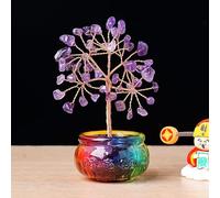 NIBHZ Crystal Tree Chakra Tree Crystal Tree of Life Money Tree Feng Shui Ornament with Golden Cornucopia Base for Good Luck Wealth Crystal Gifts,A