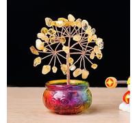 NIBHZ Crystal Tree Chakra Tree Crystal Tree of Life Money Tree Feng Shui Ornament with Golden Cornucopia Base for Good Luck Wealth Crystal Gifts,B