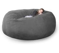 NIBHZ Giant Bean Bag Chairs for Adults - Soft Fluffy Dutch Velvet Bean Bag Bed(No Filling), Bean Bag Chair Cover Oversized, Huge Lazy Sofa Bed Cover,Grey-180X90cm